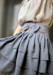 gray fringed skirt