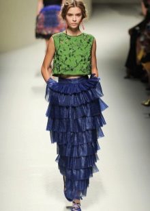 skirt with navy organza frill