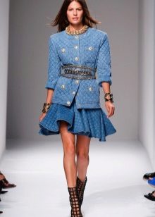 flounced denim skirt