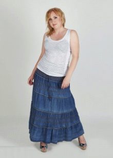 flounced denim skirt