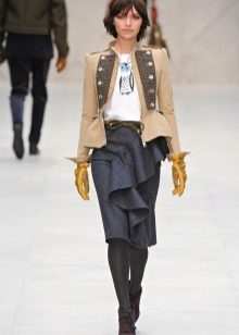 midi skirt with vertical ruffles