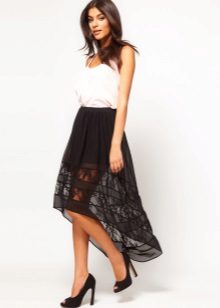 Asymmetrical skirt with a simple white top