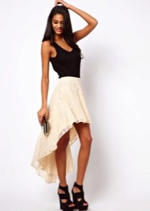 Asymmetrical skirt with black top