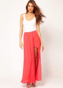 Asymmetrical skirt with white top