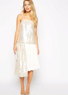 Asymmetric sequin skirt
