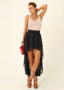 Black asymmetrical skirt with a train