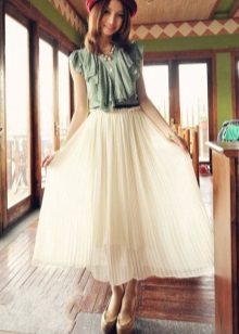 Long white half skirt with a blouse