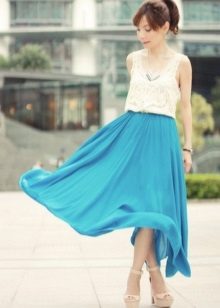Long silk skirt half sun