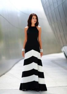 black and white maxi skirt with stripes
