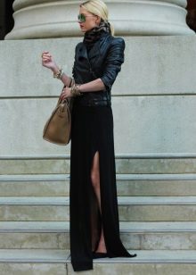 black skirt with a slit floor