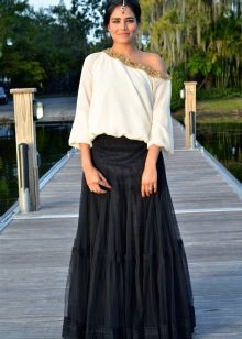 long black skirt with frill