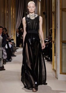 black translucent skirt with longitudinal stripes