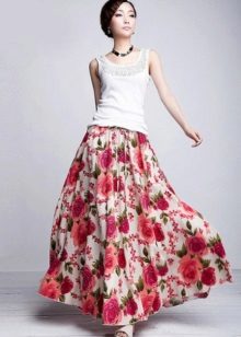 long summer skirt with large pattern