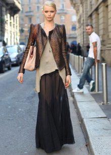 black long summer chiffon skirt