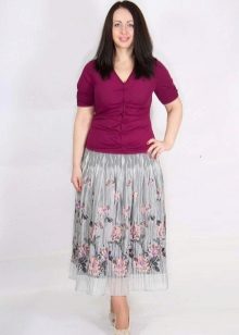 gray chiffon skirt for obese women