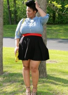 black short flared skirt for obese women
