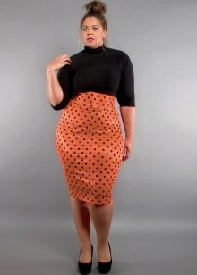 polka dot pencil skirt for obese women