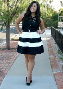 Black and white skirt for a girl with an Apple type figure