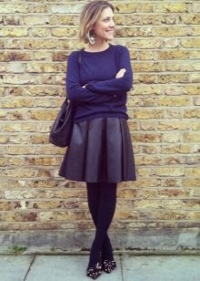 Leather skirt sun with midi length