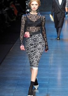 lace-up pencil skirt with lace top