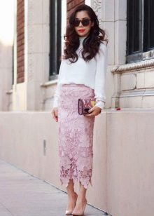 long lace pencil skirt