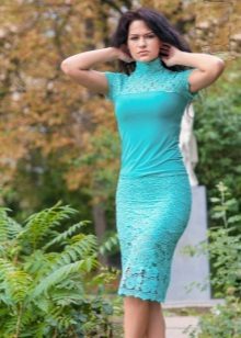 aquamarine color set with lace skirt