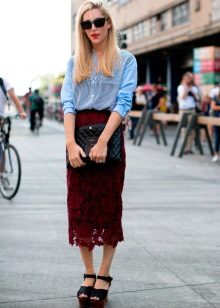 lace-up skirt with platform sandals