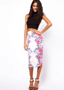 White skirt with print