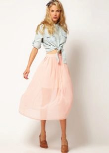 Flowing summer skirt below the knee