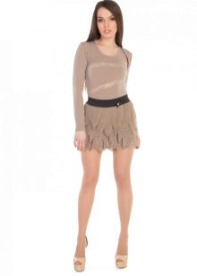 light beige micro skirt with frill