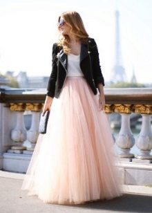Peach Multilayer Long Skirt