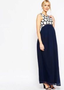 Blue elegant dress for pregnant women