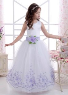 New Year's dress for the girl white with a prin