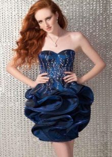 blue taffeta prom dress