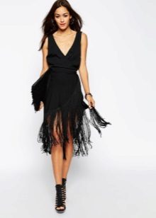 Dress black with fringe