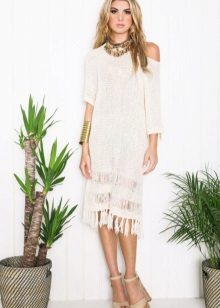White dress with fringe