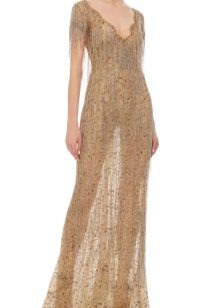 Evening dress with fringe