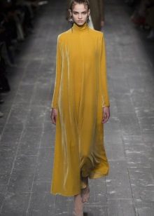 Yellow velvet dress