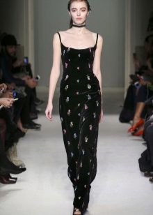 Dress from velor on the straps to the floor