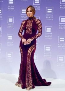 Dress from velor long with lace