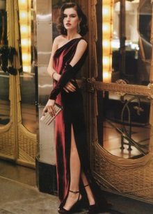 One-shoulder velor dress