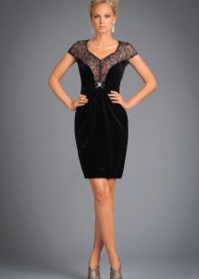 Dress from velor with lace