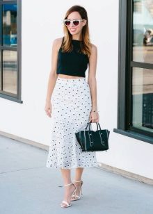 White year skirt with small polka dots for summer