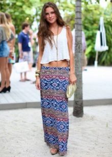 Long straight summer skirt with a waist at the hips