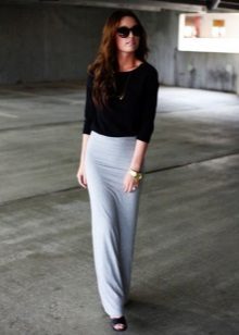 Straight gray long skirt