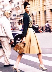 golden beige midi skirt