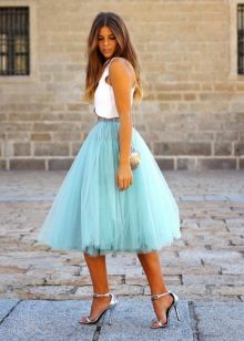 mint airy midi skirt