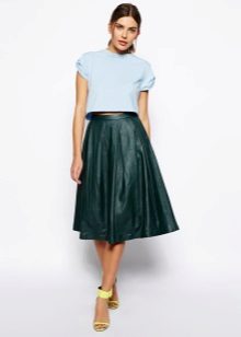 dark green midi skirt