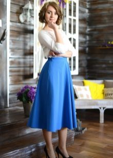 sky blue midi skirt