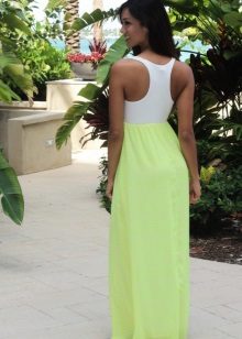Dress with white top and light green skirt